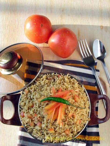 South Indian Tomato Rice Recipe-Thakali Sadham