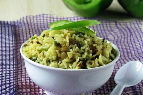 Easy Indian Capsicum Rice Recipe-Green Pepper Rice