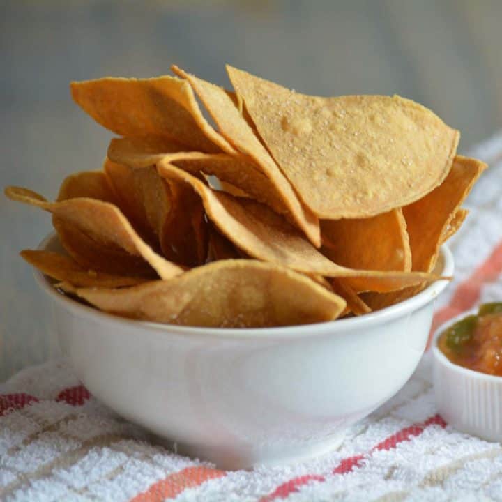 Baked spicy tortilla chips are the best snack that can be made effortlessly.
