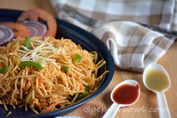 Easy Spicy Szechuan Noodles Recipe - Indo Chinese Vegetarian Recipe