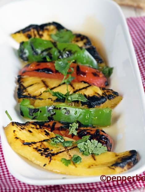 Grilled pineapple n Veggies Salad with honey drizzled