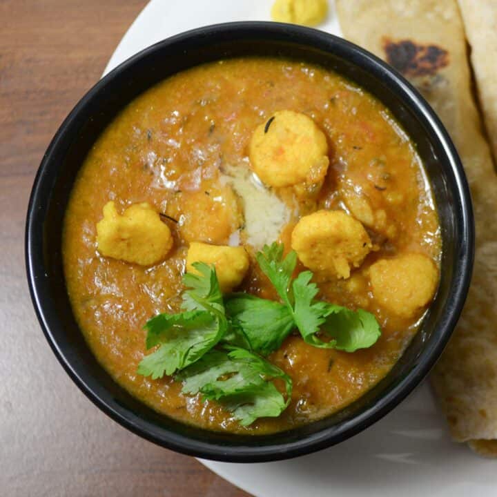 moong vadi curry in a bowl