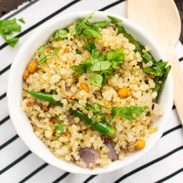 quinoa upma in a bowl
