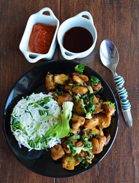 Sauteed Bok Choy recipe with chicken is super easy to make with just few ingredients like soy sauce and vegetable oil.