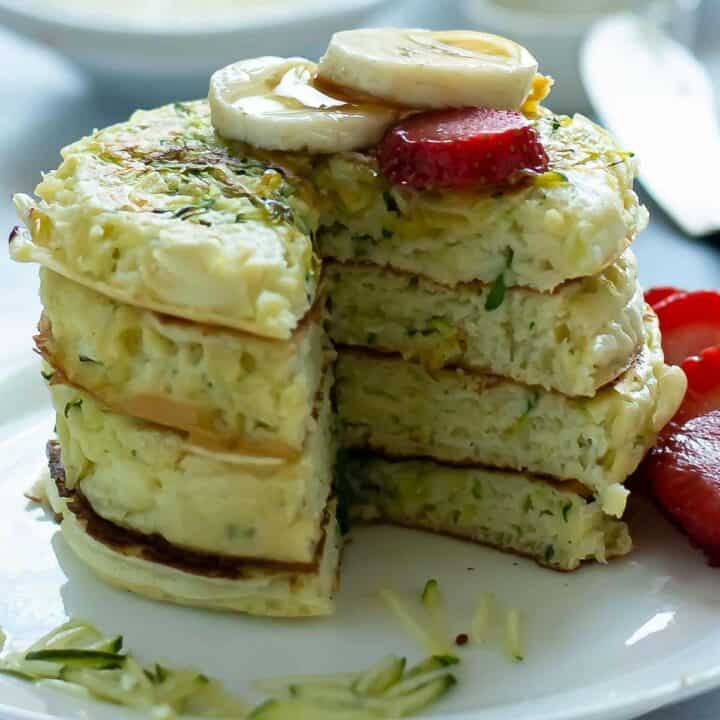 korean Zucchini pancake stacked in a plate
