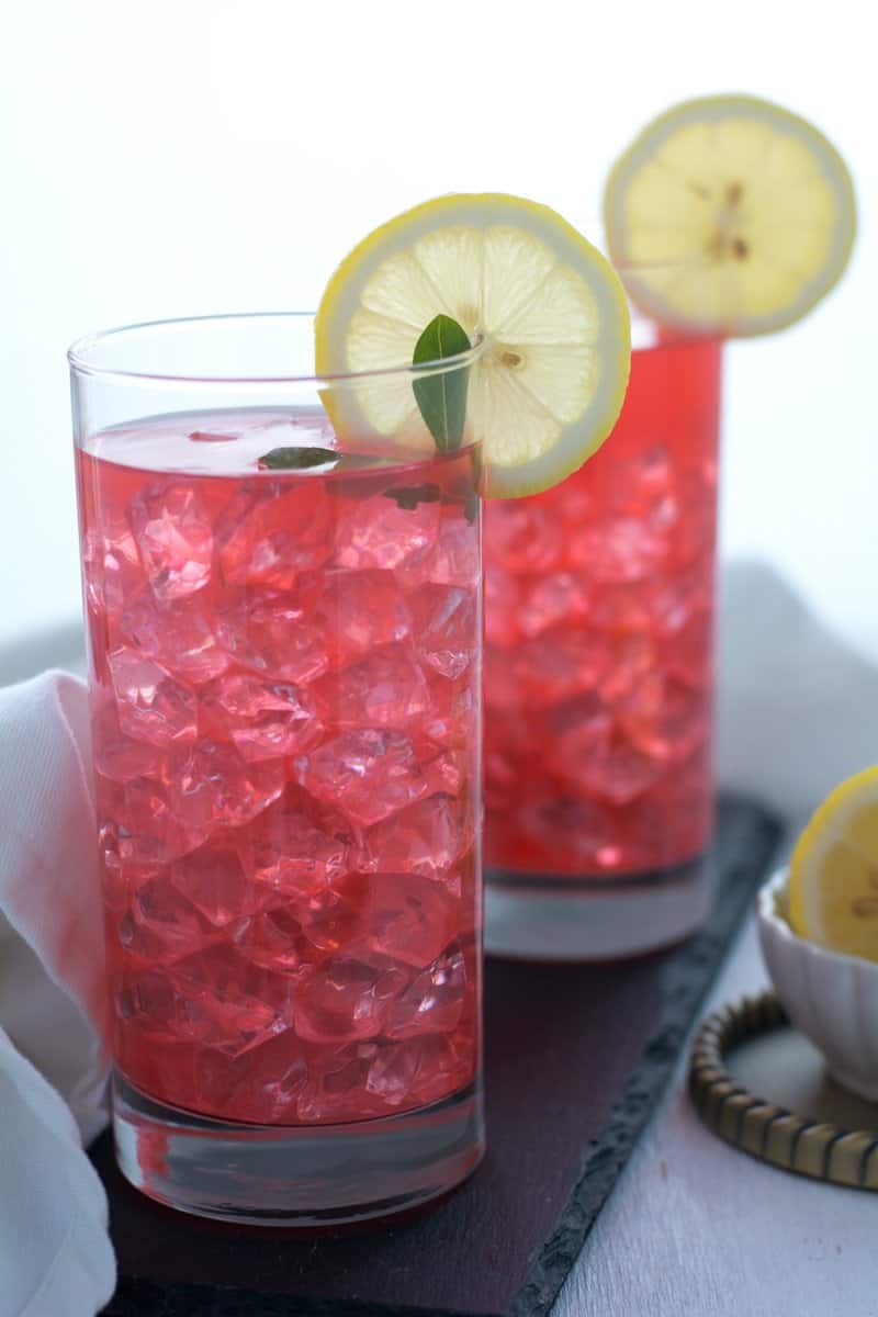 Serving Ideas of watermelon mint lemonade, with ice cubes, with sparkling water, or with coconut water. The variation for making this summer drink are, fresh cut fruits, lime juice, jalapeno, mint leaves, cucumber.