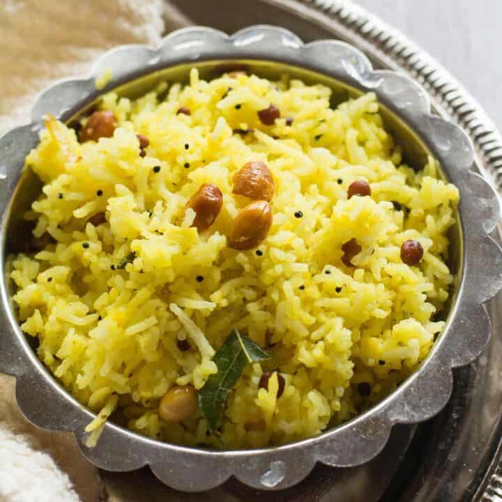 Easy Chitranna Rice served for lunch