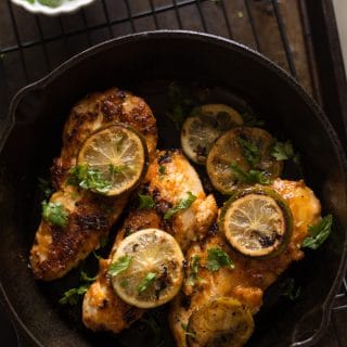 Spicy garlic lime chicken recipe in the skillet is a healthy, easy dinner with the simple marinade. A low carb meal made under 30 minutes.