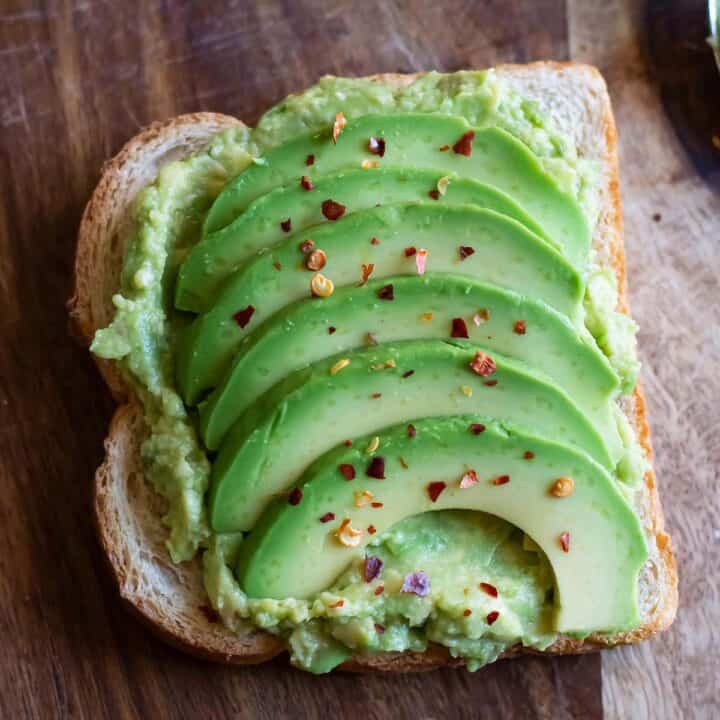 spicy avocado toast served in a plate