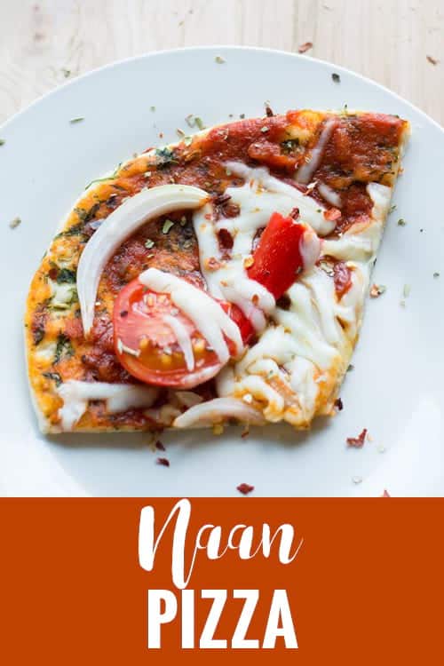 Naan bread Pizza recipe made in oven. Serve this vegan food for families and parties. Great for appetizer or also for dinners. Topping ideas are unlimited, add spinach, arugula, avocado or mushrooms.