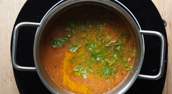 adding coriander leaves