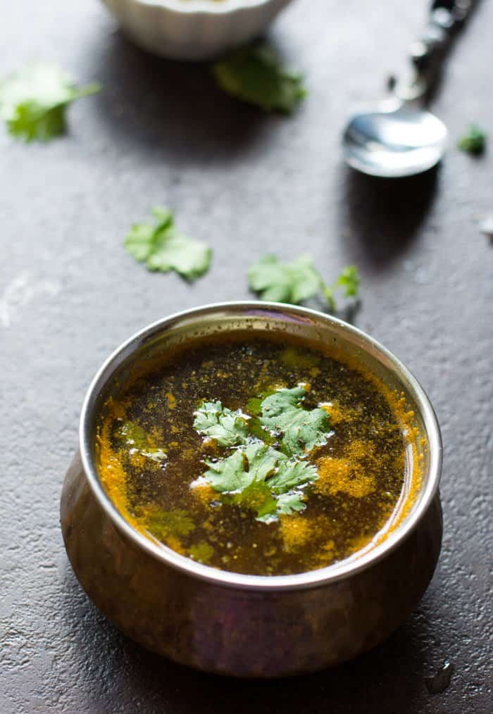 Serve pepper rasam for the lunch.