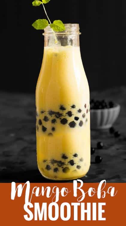 Mango boba smoothie recipe is made with fresh mango, yogurt, and tapioca pearls. Learn how to make this restaurant-style drink at home with more fun. Best to serve for the breakfast or mid-day meals. Add almond milk to make it dairy free.