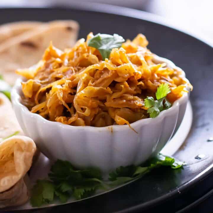 cabbage curry in a bowl