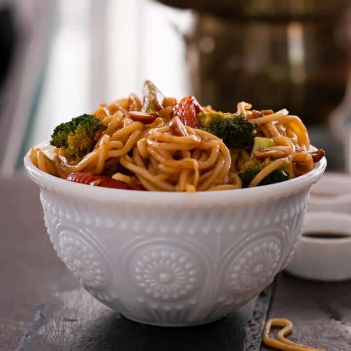 spicy Thai noodles in a bowl