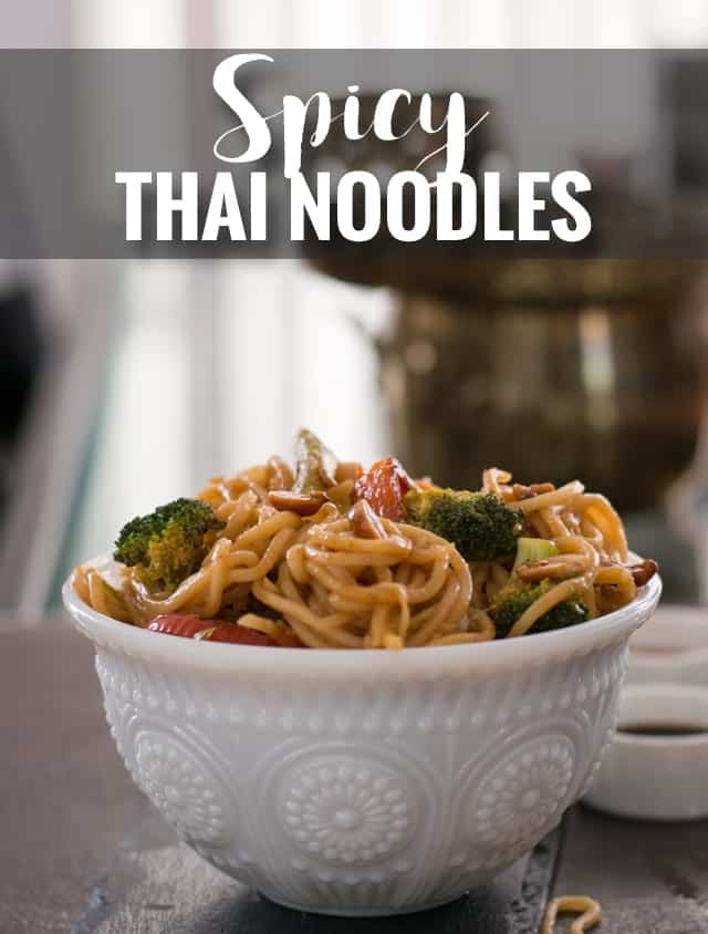 One pot Spicy Thai noodles recipe is made with peanuts, soy sauce, and sriracha sauce. This is a healthy, vegan and vegetarian recipe of Pad Thai. Make this recipe at home to enjoy delicious restaurant style Pad Thai food. A perfect weekend dinner that can be homemade effortlessly.