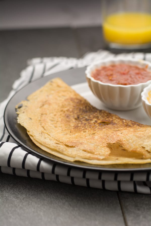 Authentic South Indian breakfast food meets a healthy variation. This wheat flour dosa is instant, soft, still crispy and inherited all the goodness of regular traditional dosa