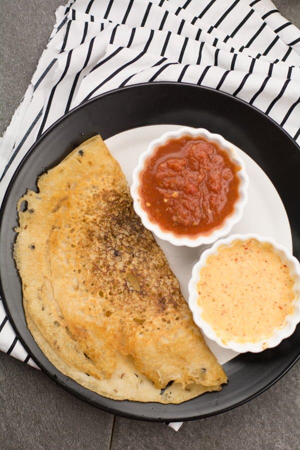 wheat flour dosa, easy south indian breakfast recipe made under 30 minutes. Made with whole wheat flour, peppercorn and cumin seeds.