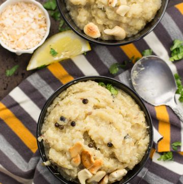 A big bowl of Quinoa Pongal is purely delectable comfort food. No Instant Pot? No problem! we'll also find the directions to make using the pressure cooker and also the regular stovetop option.