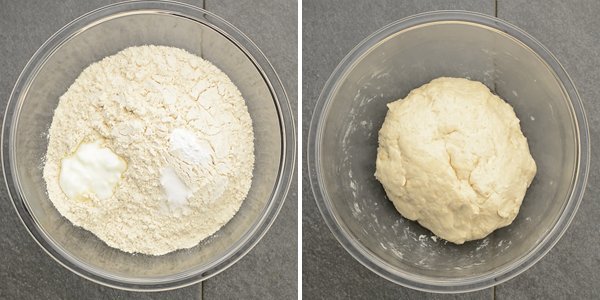 Combing the flour and leavening agents to make the popular, authentic Indian flat bread recipe.
