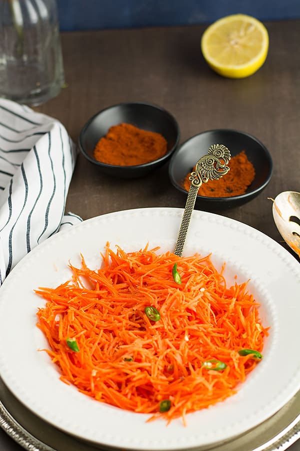 serving grated Indian carrot salad