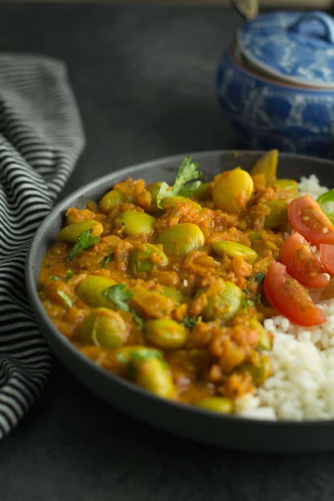 closeup shot of lima bean curry
