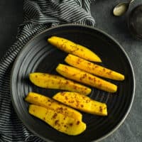 The simple recipe like this mango with chili powder does not require any kitchen skills. But gives you immense pleasure with its taste and flavor.