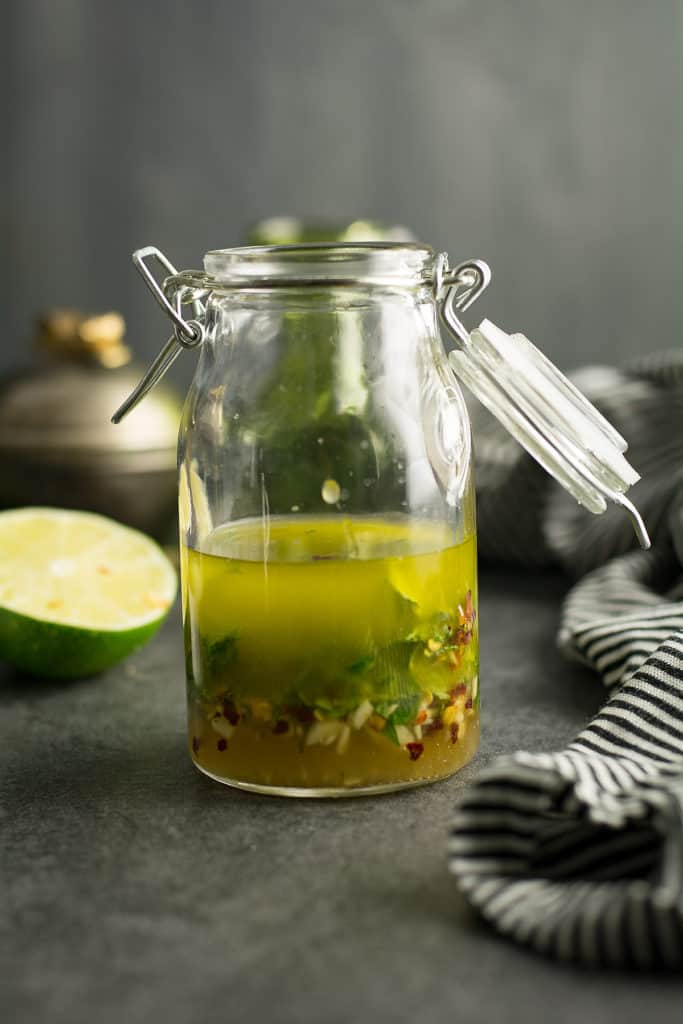 This chili lime vinaigrette versatile-great to use them as salad dressing, as a marinade or as a dip. Takes just a few minutes to put it together-even you are making it from the scratch.