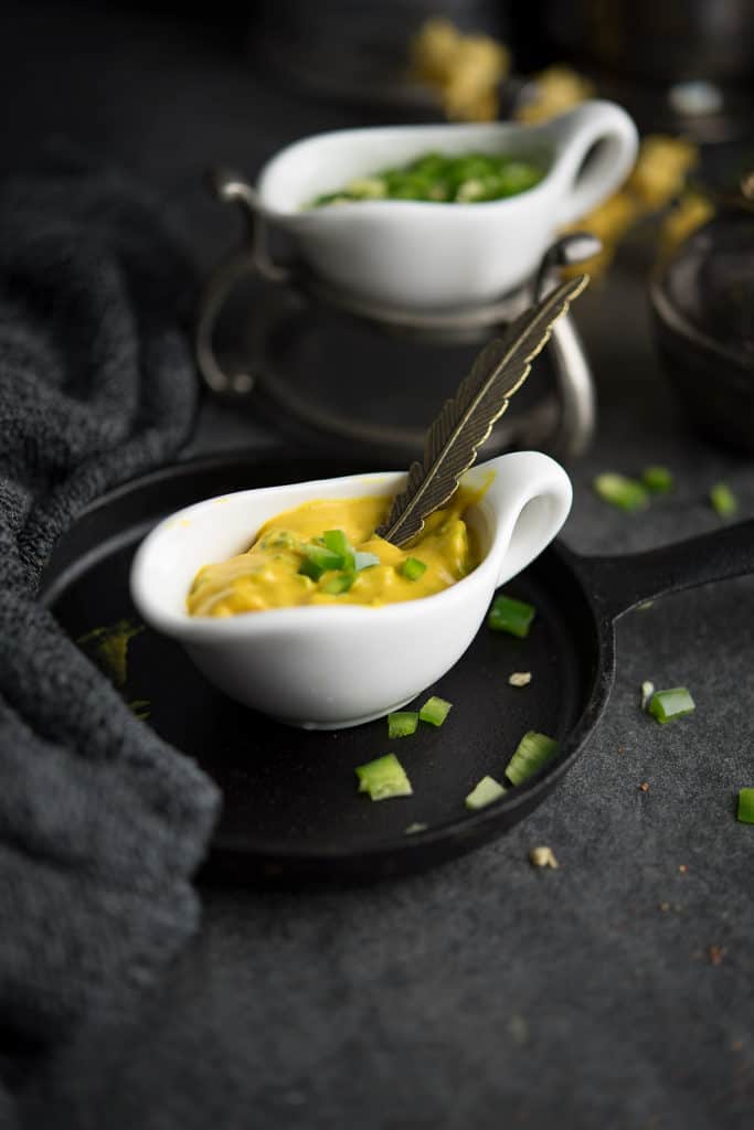 The hot mustard sauce is served in a decorative bowl and a gorgeous spoon.
