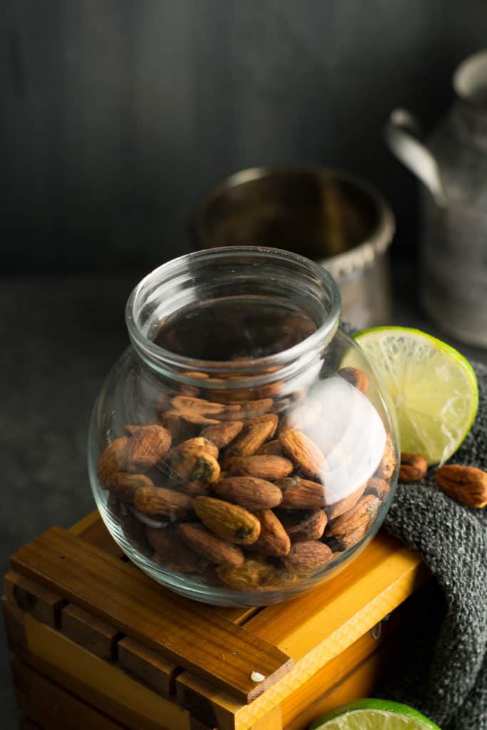 The tempting almonds are easy to store.