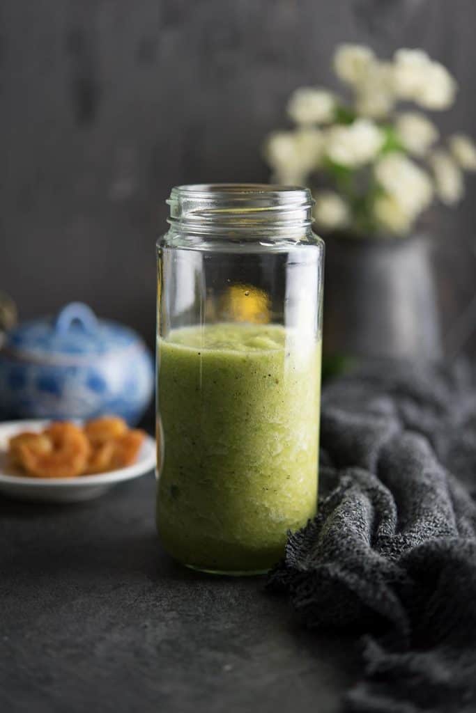 Pineapple jalapeno sauce in a glass jar!