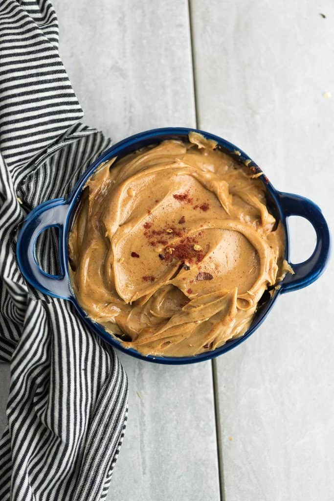 This flexible spicy peanut butter recipe is unique with an intense depth of flavors. A no-cook recipe with the pantry staple ingredients.