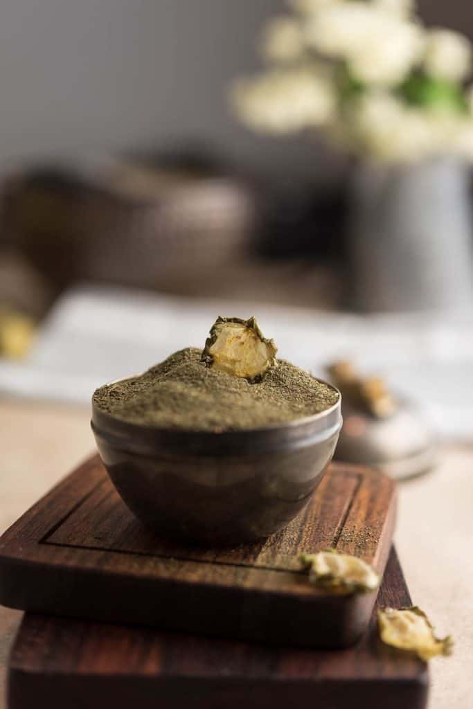 Pickle powder in a small dipping bowl.