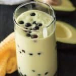 Avocado bubble tea in a glass