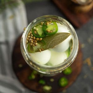 this Jalapeno pickled eggs recipe. it's hot, sweet and sour, and bursts with awesome chili pepper flavor