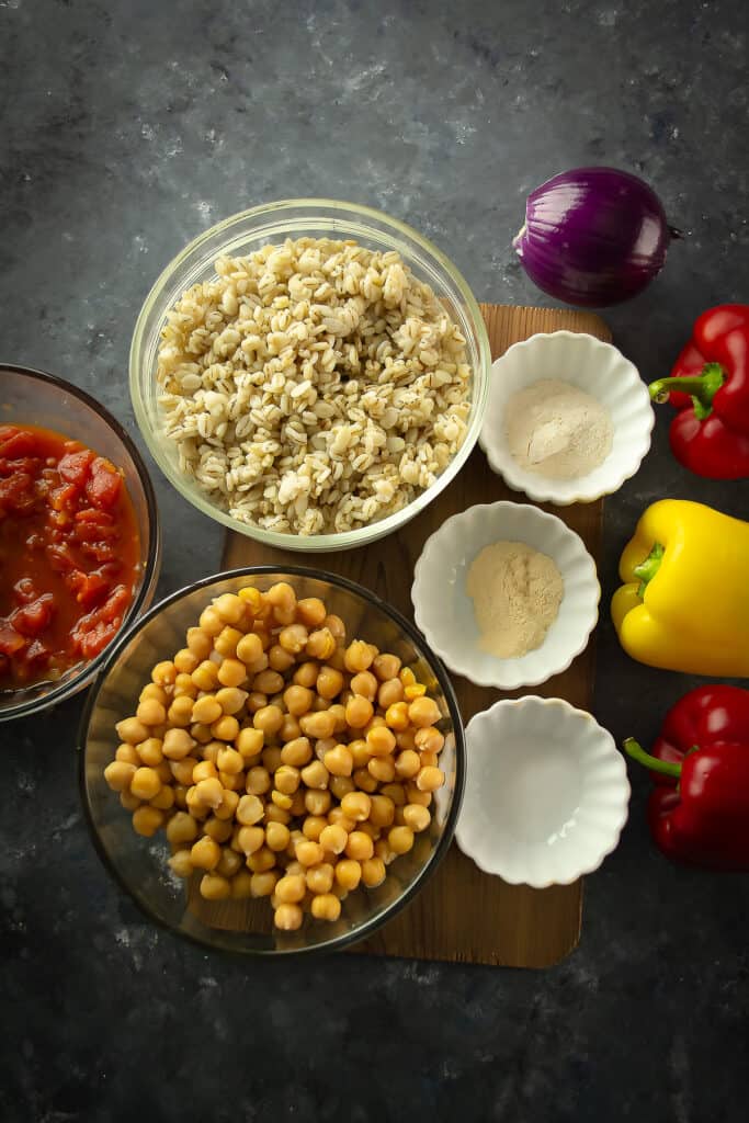 ingredients needed for making barley stuffed peppers