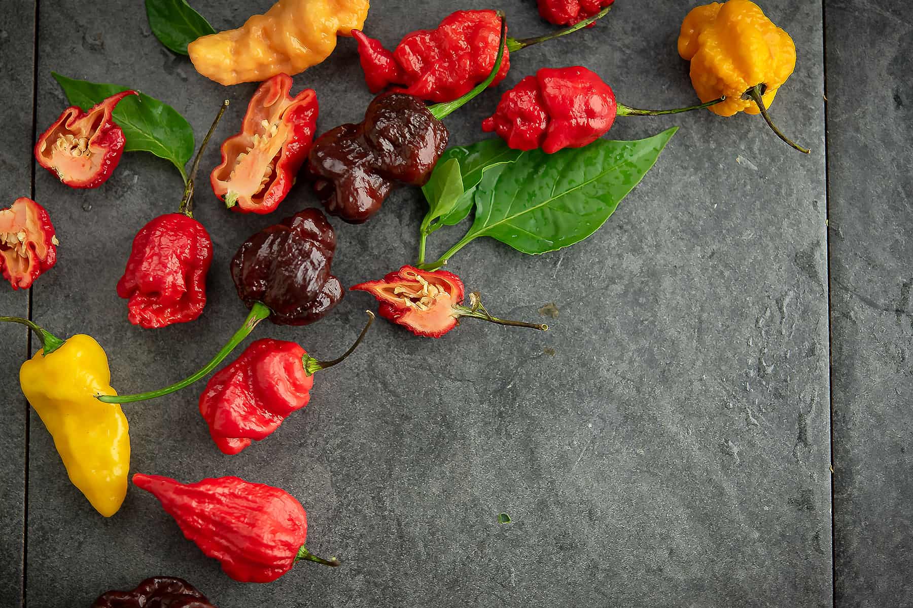 hot peppers are placed in the table