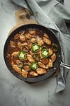 chinese jalapeno chicken cooked in a pan and ready to serve