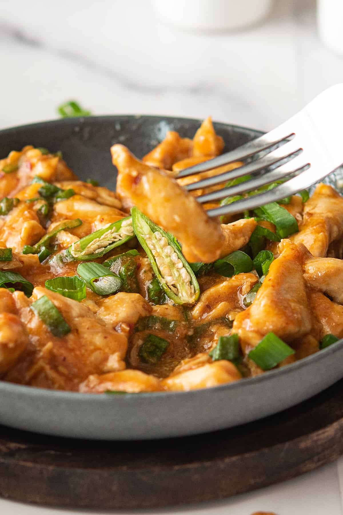 juicy chicken tossed in a hot and spicy sauce