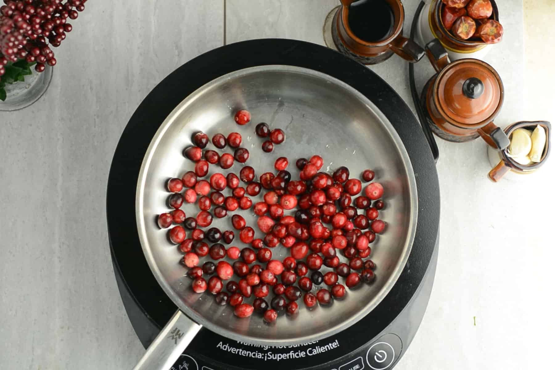 cranberries in a pan