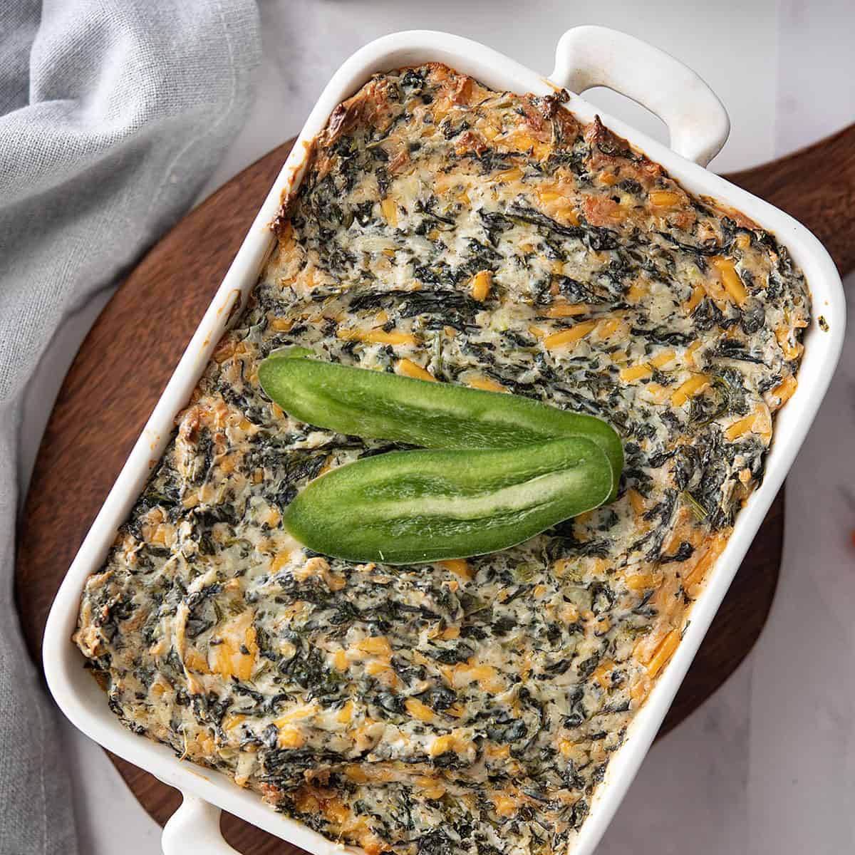 close up of spicy spinach dip