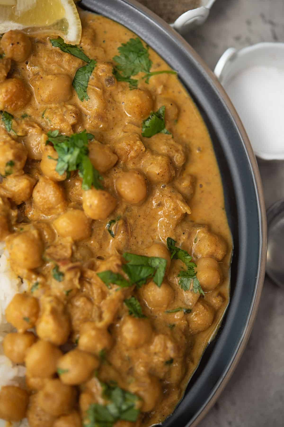 almond milk curry served in a plate