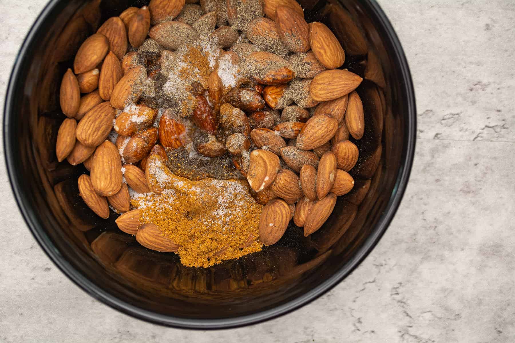 how to make curried almond step-mixing the nuts