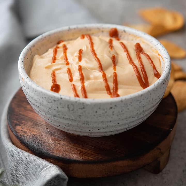 spicy garlic aioli sauce placed in a bowl