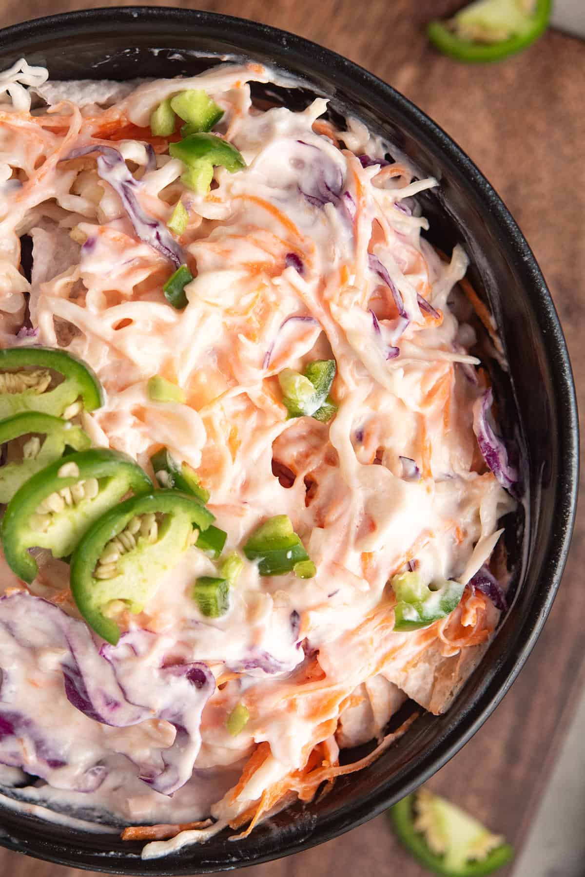 jalapeno slaw in the bowl