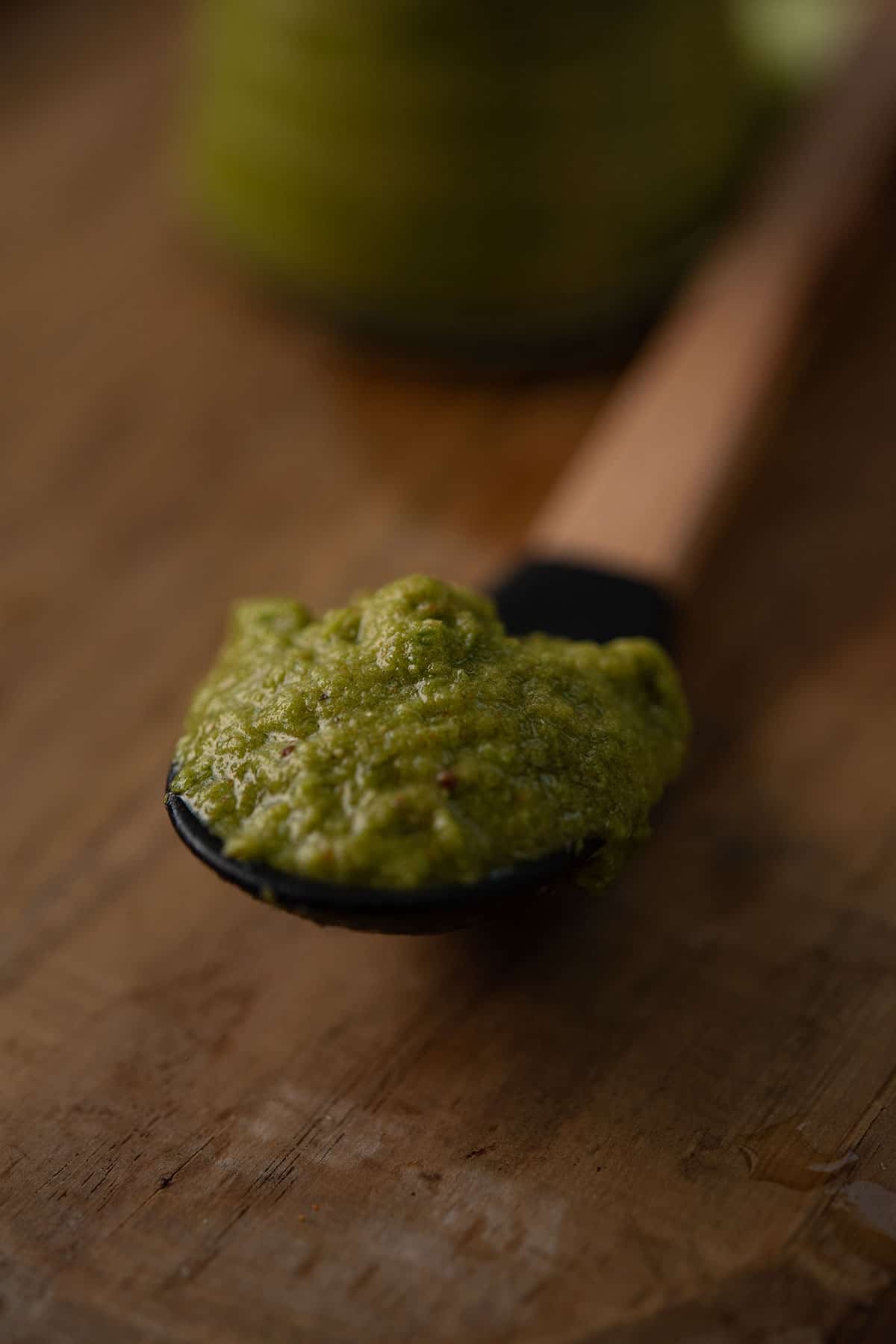 jalapeno chicken marinade in showcased in a spoon