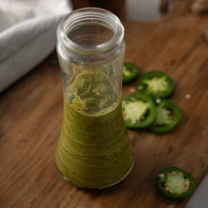 jalapeno marinade in a glass jar