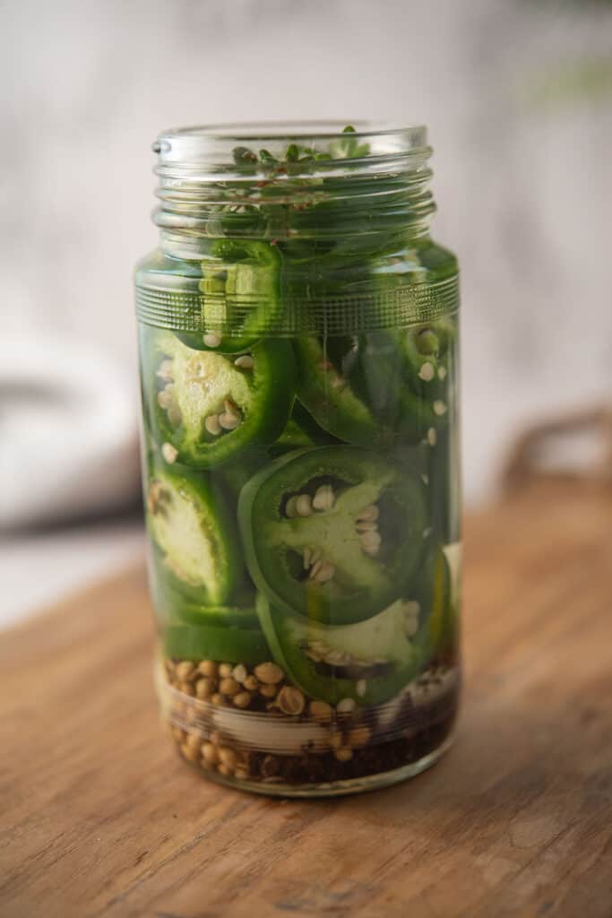pickled jalapeno placed in a jar
