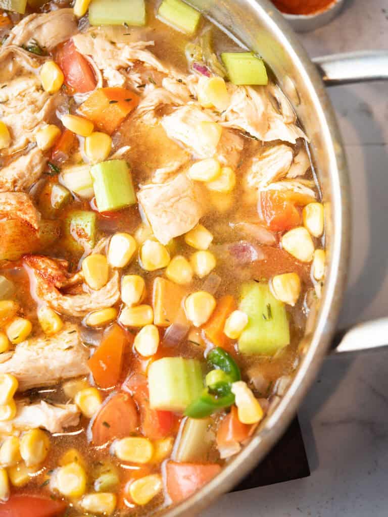 spicy chicken soup in the pot