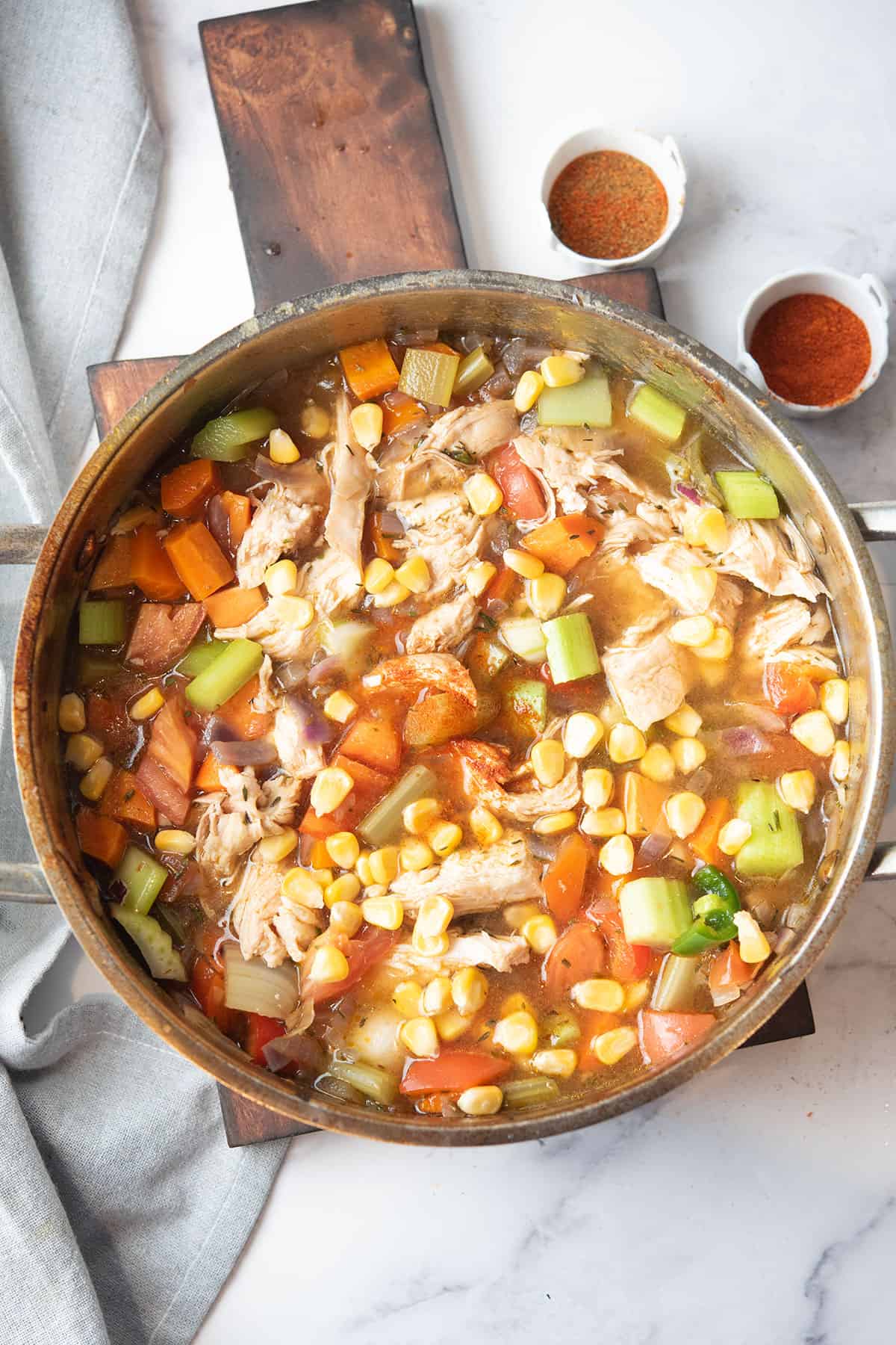 spicy chicken soup in the pot